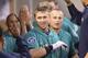 SEATTLE, WA - MAY 25: Justin Smoak #17 of the Seattle Mariners is congratulated by teammates after hitting a two-run homer in the fifth inning against the Los Angeles Angels of Anaheim at Safeco Field on May 25, 2012 in Seattle, Washington. (Photo by Otto Greule Jr/Getty Images)