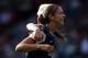 GLASGOW, SCOTLAND - JULY 25: Alex Morgan of USA reacts after scoring during the Women's Football first round Group G Match of the London 2012 Olympic Games between United States and France, at Hampden Park on July 25, 2012 in Glasgow, Scotland. (Photo by Stanley Chou/Getty Images)