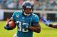 JACKSONVILLE, FL - JANUARY 01: Running back Maurice Jones-Drew #32 of the Jacksonville Jaguars rushes upfield against the Indianapolis Colts January 1, 2012 at EverBank Field in Jacksonville, Florida. (Photo by Al Messerschmidt/Getty Images)