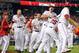 The Nationals celebrate a win over the Mets.