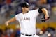 MIAMI, FL - JULY 23: Josh Johnson #55 of the Miami Marlins pitches during a game against the Atlanta Braves at Marlins Park on July 23, 2012 in Miami, Florida. (Photo by Sarah Glenn/Getty Images)