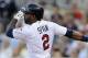 MINNEAPOLIS, MN - JULY 16: Denard Span #2 of the Minnesota Twins hits an RBI double against the Baltimore Orioles during the first inning on July 16, 2012 at Target Field in Minneapolis, Minnesota. (Photo by Hannah Foslien/Getty Images)