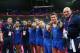 LONDON, ENGLAND - JULY 28: The United States men's team poses for a picture after competing in the Artistic Gymnastics Men's Team qualification on Day 1 of the London 2012 Olympic Games at North Greenwich Arena on July 28, 2012 in London, England. (Photo by Ronald Martinez/Getty Images)