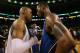 BOSTON - MAY 17: Ray Allen #20 of the Boston Celtics congratulates Rashard Lewis #9 of the Orlando Magic after Game Seven of the Eastern Conference Semifinals during the 2009 NBA Playoffs at TD Banknorth Garden on May 17, 2009 in Boston, Massachusetts. The Orlando Magic defeated the Boston Celtics 101-82 to advance to the Eastern Conference Finals. NOTE TO USER: User expressly acknowledges and agrees that, by downloading and or using this photograph, User is consenting to the terms and conditions of the Getty Images License Agreement. (Photo by Elsa/Getty Images)