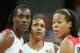 LONDON, ENGLAND - JULY 28: Sylvia Fowles #13 of United States, Maya Moore #7 of United States and Seimone Augustus #5 of United States talk while playing against Croatia in the first half during Women's Basketball on Day 1 of the London 2012 Olympic Games at the Basketball Arena on July 28, 2012 in London, England. (Photo by Christian Petersen/Getty Images)