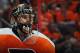PHILADELPHIA, PA - APRIL 15: Ilya Bryzgalov #30 of the Philadelphia Flyers prepares for action against the Pittsburgh Penguins in Game Three of the Eastern Conference Quarterfinals during the 2012 NHL Stanley Cup Playoffs at Wells Fargo Center on April 15, 2012 in Philadelphia, Pennsylvania. The Flyers defeated the Penguins 8-4. (Photo by Bruce Bennett/Getty Images)