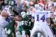 ORCHARD PARK, NY - NOVEMBER 06: Aaron Maybin #51 of the New York Jets rushes in on Ryan Fitzpatrick #14 of the Buffalo Bills at Ralph Wilson Stadium on November 6, 2011 in Orchard Park, New York.New York won 27-11. (Photo by Rick Stewart/Getty Images)