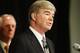 INDIANAPOLIS, IN - JULY 23: NCAA president Mark Emmert speaks as Ed Ray, chairman of the NCAA's executive committee and Oregon State president looks on, during a press conference at the NCAA's headquarters to announce sanctions against Penn State University's football program on July 23, 2012 in Indianapolis, Indiana. The sanctions are a result of a report that the university concealed allegations of child sexual abuse made against former defensive coordinator Jerry Sandusky, who was found guilty on 45 of 48 counts related to sexual abuse of boys over a 15-year period. (Photo by Joe Robbins/Getty Images)