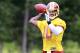 July 27, 2012; Ashburn, VA, USA; Washington Redskins quarterback Robert Griffin III (10) throws the ball during Redskins training camp at Redskins Park. Mandatory Credit: Geoff Burke-US PRESSWIRE