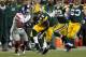 GREEN BAY, WI - JANUARY 15: James Starks #44 of the Green Bay Packers runs with the ball against the New York Giants during their NFC Divisional playoff game at Lambeau Field on January 15, 2012 in Green Bay, Wisconsin. (Photo by Jamie Squire/Getty Images)