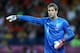 KHARKOV, UKRAINE - JUNE 17: Maarten Stekelenburg of Netherlands directs his defence during the UEFA EURO 2012 group B match between Portugal and Netherlands at Metalist Stadium on June 17, 2012 in Kharkov, Ukraine. (Photo by Julian Finney/Getty Images)