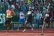 EUGENE, OR - JUNE 24: Justin Gatlin (R) celebrates after winning the men's 100 meter dash final ahead of Tyson Gay (L) and Michael Rodgers during Day Three of the 2012 U.S. Olympic Track & Field Team Trials at Hayward Field on June 24, 2012 in Eugene, Oregon. (Photo by Michael Heiman/Getty Images)