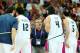 LONDON, ENGLAND - AUGUST 02: Manu Ginobili #5, Luis Scola #4 and Martin Leiva #12 of Argentina talk with head coach of Argentina, Julio Lamas (C), in the first half against Tunisia during the Men's Basketball Preliminary Round match on Day 6 of the London 2012 Olympic Games at Basketball Arena on August 2, 2012 in London, England. (Photo by Christian Petersen/Getty Images)