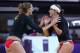 LONDON, ENGLAND - AUGUST 04: Misty May-Treanor of the United States and Kerri Walsh Jennings of the United States celebrate during the Women's Beach Volleyball Round of 16 match between United States and Netherlands on Day 8 of the London 2012 Olympic Games at Horse Guards Parade on August 4, 2012 in London, England. (Photo by Ryan Pierse/Getty Images)