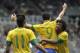 NEWCASTLE, UNITED KINGDOM - AUGUST 4: Brazil celebrate a third goal during the Men's Football Quarter Final match between Brazil and Honduras, on Day 8 of the London 2012 Olympic Games at St James' Park on August 4, 2012 in Newcastle, England. (Photo by Francis Bompard/Getty Images)