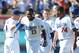 LOS ANGELES, CA - AUGUST 05: Hanley Ramirez #13 of the Los Angeles Dodgers celebrates with teammates after hitting a RBI single in the ninth inning to defeat the Chicago Cubs 7-6 at Dodger Stadium on August 5, 2012 in Los Angeles, California. (Photo by Lisa Blumenfeld/Getty Images)