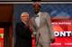 NEWARK, NJ - JUNE 28: Terrence Ross (R) of the Washington Huskies greets NBA Commissioner David Stern (L) after he was selected number eight overall by the Toronto Raptors during the first round of the 2012 NBA Draft at Prudential Center on June 28, 2012 in Newark, New Jersey. NOTE TO USER: User expressly acknowledges and agrees that, by downloading and/or using this Photograph, user is consenting to the terms and conditions of the Getty Images License Agreement. (Photo by Elsa/Getty Images)