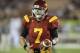 LOS ANGELES, CA - NOVEMBER 26: Quarterback Matt Barkley #7 of the USC Trojans gets ready for the game with the UCLA Bruins at the Los Angeles Memorial Coliseum on November 26, 2011 in Los Angeles, California. (Photo by Stephen Dunn/Getty Images)