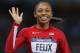 LONDON, ENGLAND - AUGUST 07: Allyson Felix of the United States competes in the Women's 200m Semifinals on Day 11 of the London 2012 Olympic Games at Olympic Stadium on August 7, 2012 in London, England. (Photo by Streeter Lecka/Getty Images)