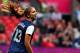 MANCHESTER, ENGLAND - JULY 31: Alex Morgan of USA looks on during the Women's Football first round Group G match between the United States and DPR Korea on Day 4 of the London 2012 Olympic Games at Old Trafford on July 31, 2012 in Manchester, England. (Photo by Stanley Chou/Getty Images)