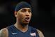 LONDON, ENGLAND - AUGUST 10: Carmelo Anthony #15 of United States looks on in the second quarter while taking on Argentina during the Men's Basketball semifinal match on Day 14 of the London 2012 Olympic Games at the Basketball Arena on August 10, 2012 in London, England. (Photo by Christian Petersen/Getty Images)