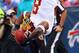Aug. 9, 2012; Orchard Park, NY, USA; Washington Redskins wide receiver Pierre Garcon (88) does a flip in the end zone to celebrate a first half touchdown against the Buffalo Bills at Ralph Wilson Stadium. Mandatory Credit: Timothy T. Ludwig-US PRESSWIRE