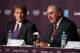 LONDON, ENGLAND - JULY 25: Director General of the World Anti-Doping Agency (WADA) David Howman (L) watches on as President of WADA John Fahey speaks during a World Anti Doping Agency Briefing ahead of the 2012 London Olympic Games at the Main Press Centre on July 25, 2012 in London, England. (Photo by Jeff J Mitchell/Getty Images)