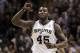 SAN ANTONIO, TX - APRIL 20: Forward DeJuan Blair #45 of the San Antonio Spurs reacts against the Memphis Grizzlies in Game Two of the Western Conference Quarterfinals in the 2011 NBA Playoffs on April 20, 2011 at AT&T Center in San Antonio, Texas. NOTE TO USER: User expressly acknowledges and agrees that, by downloading and or using this photograph, User is consenting to the terms and conditions of the Getty Images License Agreement. (Photo by Ronald Martinez/Getty Images)