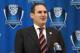 Dec 2, 2011; Eugene, OR, USA; Pac-12 commissioner Larry Scott speaks before the Pac-12 Championship game between the UCLA Bruins and the Oregon Ducks at Autzen Stadium. Mandatory Credit: Kirby Lee/Image of Sport-US PRESSWIRE