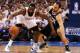 OKLAHOMA CITY, OK - JUNE 06: James Harden #13 of the Oklahoma City Thunder figths to control the ball against Manu Ginobili #20 of the San Antonio Spurs in Game Six of the Western Conference Finals of the 2012 NBA Playoffs at Chesapeake Energy Arena on June 6, 2012 in Oklahoma City, Oklahoma. NOTE TO USER: User expressly acknowledges and agrees that, by downloading and or using this photograph, User is consenting to the terms and conditions of the Getty Images License Agreement. (Photo by Brett Deering/Getty Images)