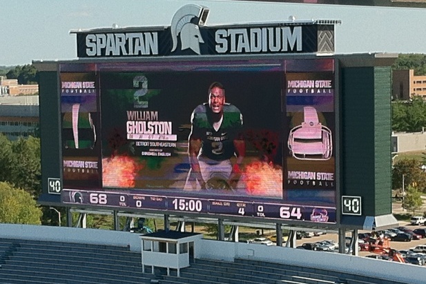 Michigan State Football Spartan Stadium S Ridiculous New Scoreboard Is Working Bleacher Report Latest News Videos And Highlights