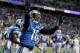 DETROIT, MI - NOVEMBER 20: Titus Young #16 of the Detroit Lions celebrate a second quarter touchdown while playing the Carolina Panthers at Ford Field on November 20, 2011 in Detroit, Michigan. (Photo by Gregory Shamus/Getty Images)