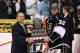 LOS ANGELES, CA - JUNE 11: Commissioner Gary Bettman of the National Hockey League presents the Conn Smythe Trophy to Jonathan Quick #32 of the Los Angeles Kings after defeating the New Jersey Devils in Game Six of the 2012 Stanley Cup Finals at Staples Center on June 11, 2012 in Los Angeles, California. The Kings defeated the Devils 6-1 to win the series 4 games to 2. (Photo by Christian Petersen/Getty Images)