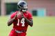 FLOWERY BRANCH, GA - MAY 12: Dominique Davis #14 of the Atlanta Falcons practices during the rookie minicamp at the Atlanta Falcons Training Facility on May 12, 2012 in Flowery Branch, Georgia. (Photo by Daniel Shirey/Getty Images)