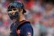 ARLINGTON, TX - AUGUST 24: Joe Mauer #7 of the Minnesota Twins at Rangers Ballpark in Arlington on August 24, 2012 in Arlington, Texas. (Photo by Ronald Martinez/Getty Images)