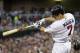 MINNEAPOLIS, MN - AUGUST 10: Joe Mauer #7 of the Minnesota Twins hits an RBI single against the Tampa Bay Rays during the third inning on August 10, 2012 at Target Field in Minneapolis, Minnesota. (Photo by Hannah Foslien/Getty Images)