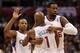 LOS ANGELES, CA - JANUARY 14: DeAndre Jordan #6 Chauncey Billups #1 and Caron Butler #5 of the Los Angeles Clippers celebrate a three pointer against the Los Angeles Lakers at Staples Center on January 14, 2012 in Los Angeles, California. NOTE TO USER: User expressly acknowledges and agrees that, by downloading and/or using this Photograph, user is consenting to the terms and conditions of the Getty Images License Agreement. (Photo by Harry How/Getty Images)