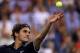 NEW YORK, NY - AUGUST 30: Roger Federer of Switzerland serves during his men's singles second round match against Bjorn Phau of Germany on Day Four of the 2012 US Open at USTA Billie Jean King National Tennis Center on August 30, 2012 in the Flushing neigborhood of the Queens borough of New York City. (Photo by Matthew Stockman/Getty Images)