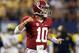 ARLINGTON, TX - SEPTEMBER 01: AJ McCarron #10 of the Alabama Crimson Tide reacts after a touchdown against the Michigan Wolverines at Cowboys Stadium on September 1, 2012 in Arlington, Texas. (Photo by Ronald Martinez/Getty Images)