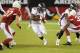 GLENDALE, AZ - AUGUST 30: Ronnie Hillman #34 of the Denver Broncos runs the ball through the Arizona Cardinals defensive line at University of Phoenix Stadium on August 30, 2012 in Glendale, Arizona. (Photo by Norm Hall/Getty Images)