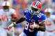 GAINESVILLE, FL - SEPTEMBER 01: Frankie Hammond #85 of the Florida Gators runs a interception for a touchdown during the game against the Bowling Green Falcons at Ben Hill Griffin Stadium on September 1, 2012 in Gainesville, Florida. (Photo by Sam Greenwood/Getty Images)