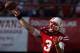 Sep 1, 2012; Lincoln, NE, USA; Nebraska Cornhuskers quarterback Taylor Martinez (3) throws against the Southern Miss Golden Eagles during the second half at Memorial Stadium. Mandatory Credit: Bruce Thorson-US PRESSWIRE