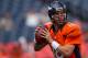 DENVER, CO - AUGUST 18: Quarterback Peyton Manning #18 of the Denver Broncos warms up before a game against the Seattle Seahawks at Sports Authority Field Field at Mile High on August 18, 2012 in Denver, Colorado. (Photo by Justin Edmonds/Getty Images)