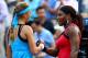 NEW YORK, NY - SEPTEMBER 03: Serena Williams (R) of the United States shakes hands with Victoria Azarenka (L) of Belarus after defeating her in their match during Day Six of the 2011 US Open at the USTA Billie Jean King National Tennis Center on September 3, 2011 in the Flushing neighborhood of the Queens borough of New York City. (Photo by Julian Finney/Getty Images)