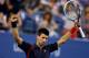 NEW YORK, NY - SEPTEMBER 06: Novak Djokovic of Serbia celebrates match point during his men's singles quarterfinal match against Juan Martin Del Potro of Argentina on Day Eleven of the 2012 US Open at USTA Billie Jean King National Tennis Center on September 6, 2012 in the Flushing neighborhood of the Queens borough of New York City. (Photo by Al Bello/Getty Images)