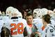 Sept. 8, 2012; Tucson, AZ, USA; Oklahoma State Cowboys head coach Mike Gundy talks with players during the first half against the Arizona Wildcats at Arizona Stadium. Mandatory Credit: Matt Kartozian-US PRESSWIRE