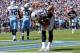 NASHVILLE, TN - SEPTEMBER 09: Aaron Hernandez #81 of the New England Patriots bows after catching a touchdown pass against the Tennessee Titans during their season opener at LP Field on September 9, 2012 in Nashville, Tennessee. (Photo by Frederick Breedon/Getty Images)