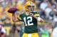 GREEN BAY, WI - SEPTEMBER 09: Aaron Rodgers #12 of the Green Bay Packers throws a pass during the NFL season opener against the San Francisco 49ers at Lambeau Field on September 9, 2012 in Green Bay, Wisconsin. (Photo by Andy Lyons/Getty Images)