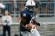 STATE COLLEGE, PA - SEPTEMBER 01: Shawney Kersey #81 of the Penn State Nittany Lions carries the ball after making a catch in front of Josh Kristoff #9 of the Ohio Bobcats during the second half of the Ohio Bobcats at Beaver Stadium on September 1, 2012 in State College, Pennsylvania. (Photo by Rob Carr/Getty Images)