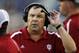 Sep 8, 2012; Foxborough, MA, USA; Indiana Hoosiers head coach Kevin Wilson reacts during the second half of a game against the Massachusetts Minutemen at Gillette Stadium. Mandatory Credit: Mark L. Baer-US PRESSWIRE